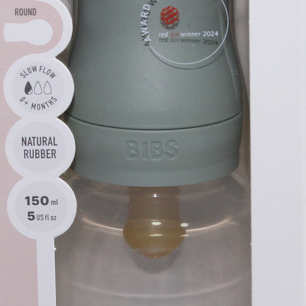 BIBS Baby Bottle Round Latex 1 Pack Slow Flow 150ml – Sage