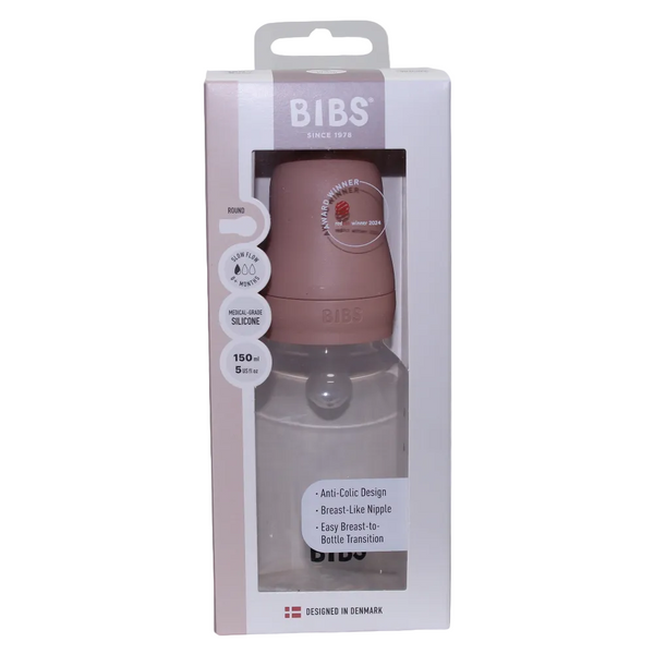 BIBS Round Silicone Baby Bottle 1-Pack 150ml Slow Flow – Blush