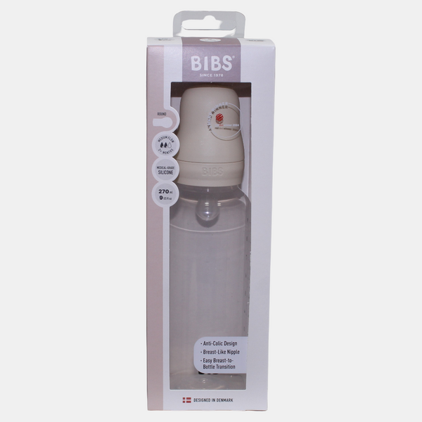 BIBS Round Silicone Baby Bottle 1-Pack 270ml Medium Flow – Ivory