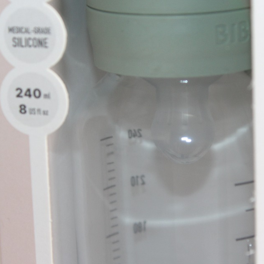 BIBS Glass Baby Bottle Complete Set – 240 ml Medium Flow Sage