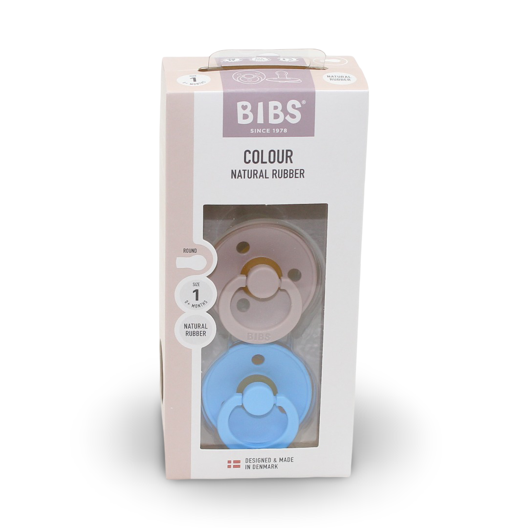 BIBS Pacifier Colour 2 Pack – Latex Size 1 Mushroom/Breeze