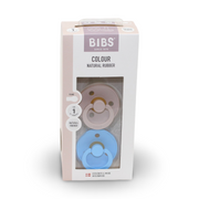 BIBS Pacifier Colour 2 Pack – Latex Size 1 Mushroom/Breeze