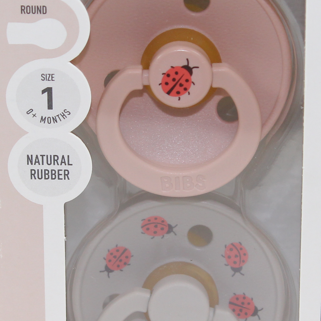 BIBS Pacifier Studio Colour 2 Pack – Ladybug Latex Size 1 Blush Mix
