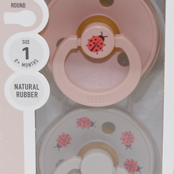 BIBS Pacifier Studio Colour 2 Pack – Ladybug Latex Size 1 Blush Mix