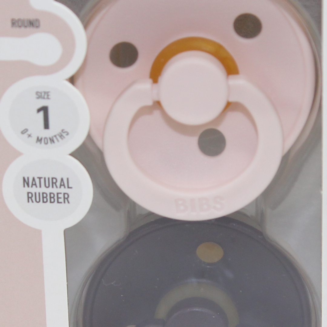 BIBS Pacifier Colour 2 Pack – Latex Size 1 Petal/Plum