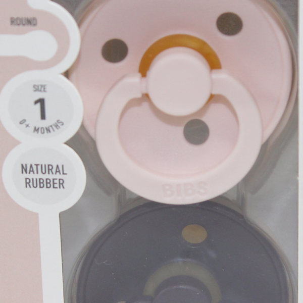 BIBS Pacifier Colour 2 Pack – Latex Size 1 Petal/Plum