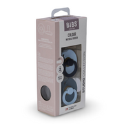 BIBS Colour Natural Rubber Pacifier Pack of 2 – Fusion Latex Size 2 Baby Blue/Petrol Mix