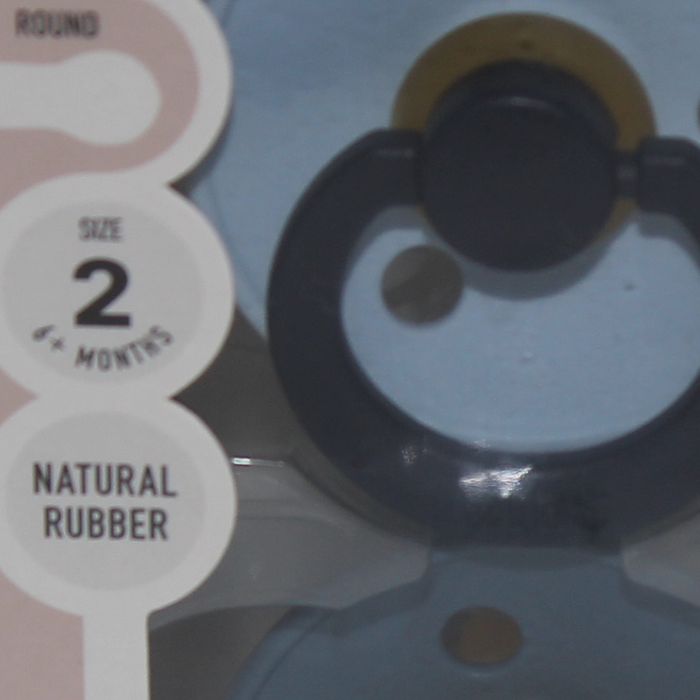 BIBS Colour Natural Rubber Pacifier Pack of 2 – Fusion Latex Size 2 Baby Blue/Petrol Mix