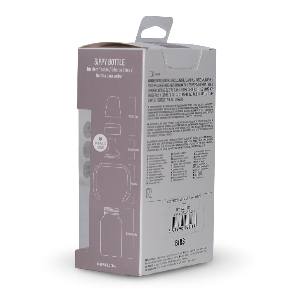 BIBS Silicone Spout Baby Sippy Bottle Pack of 1 – 150 ml Ivory