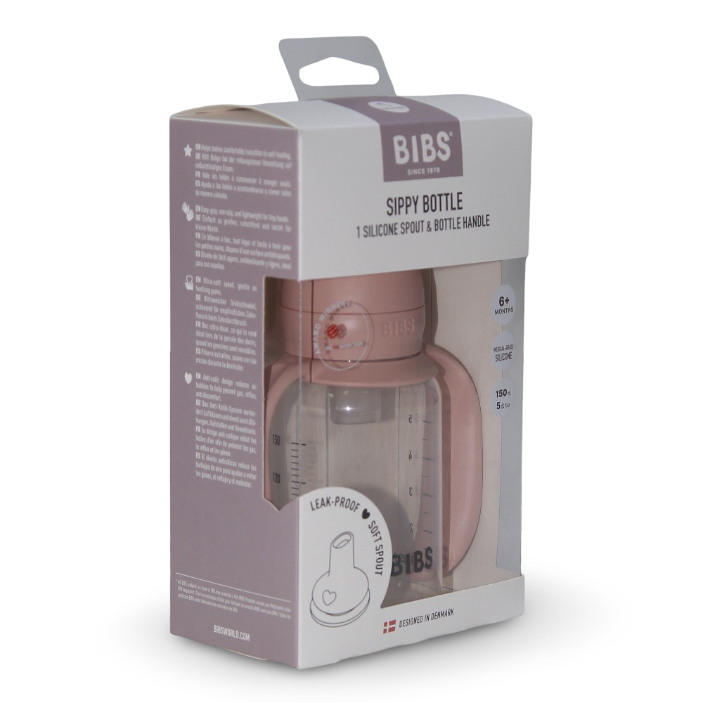 BIBS Silicone Spout Baby Sippy Bottle Pack of 1 – 150 ml Blush