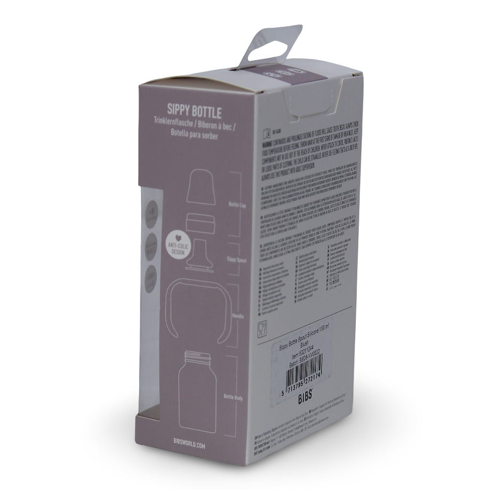 BIBS Silicone Spout Baby Sippy Bottle Pack of 1 – 150 ml Blush