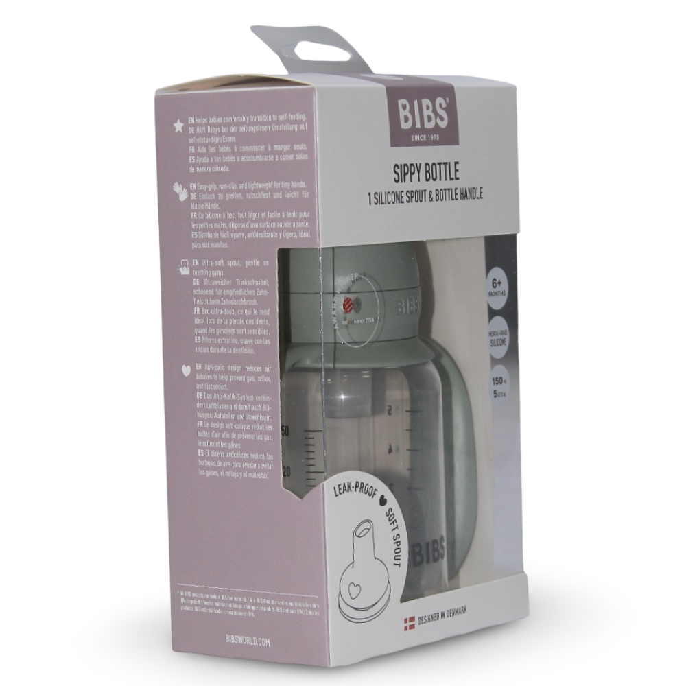 BIBS Silicone Spout Baby Sippy Bottle Pack of 1 – 150 ml Sage