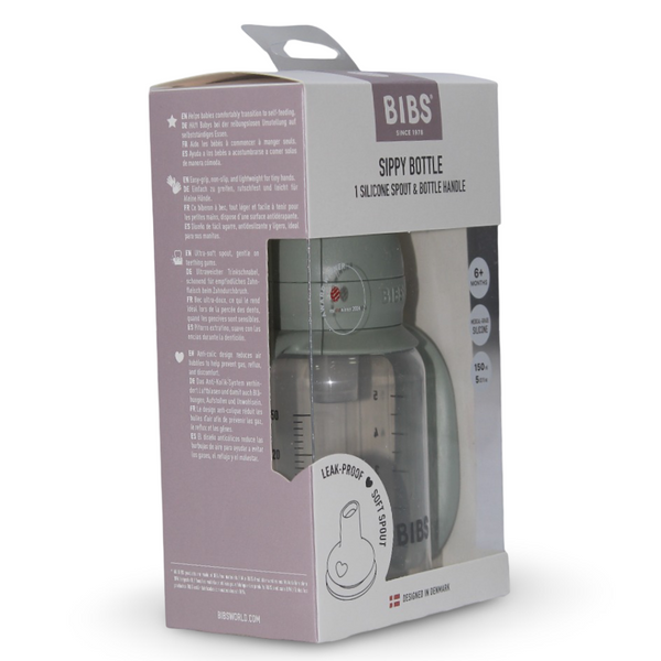 BIBS Silicone Spout Baby Sippy Bottle Pack of 1 – 150 ml Sage