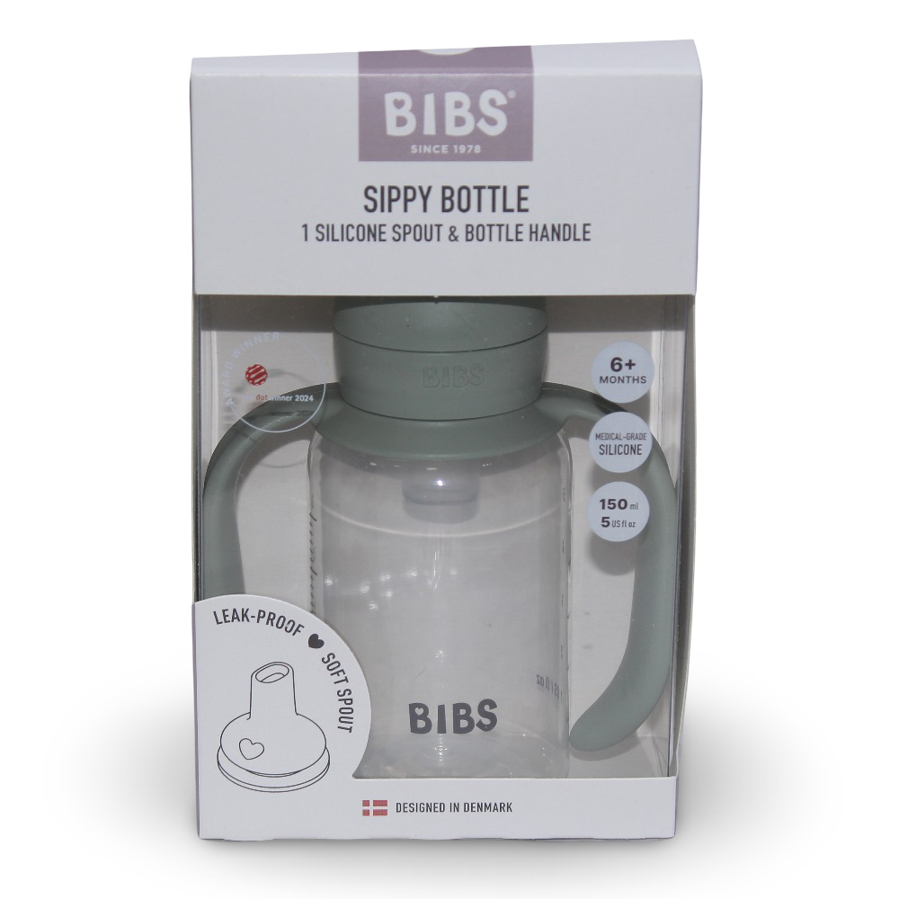 BIBS Silicone Spout Baby Sippy Bottle Pack of 1 – 150 ml Sage