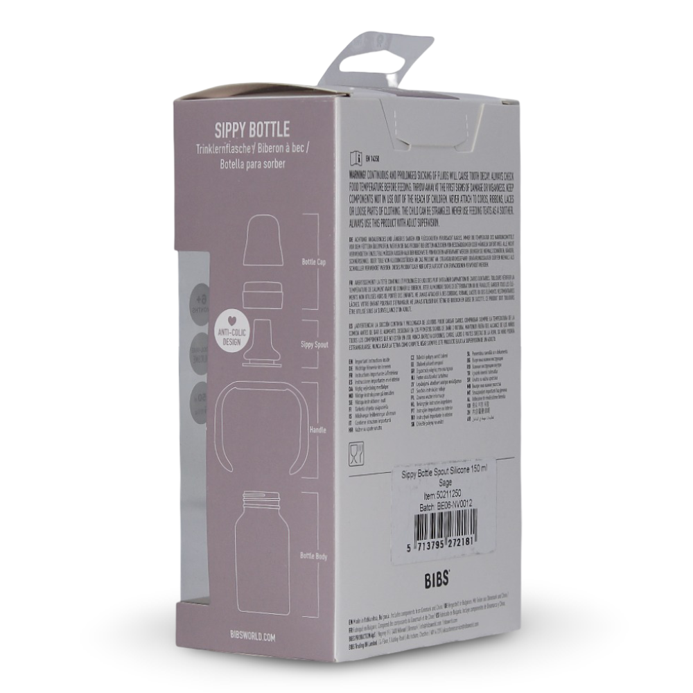 BIBS Silicone Spout Baby Sippy Bottle Pack of 1 – 150 ml Sage