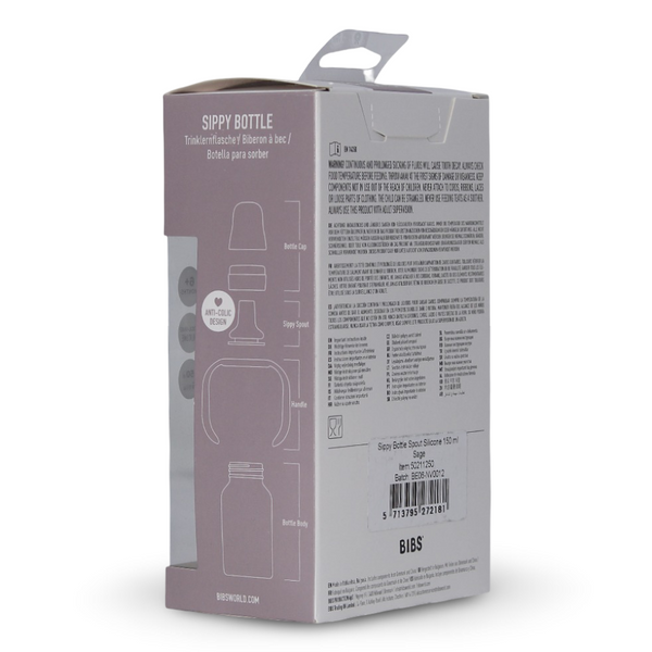 BIBS Silicone Spout Baby Sippy Bottle Pack of 1 – 150 ml Sage