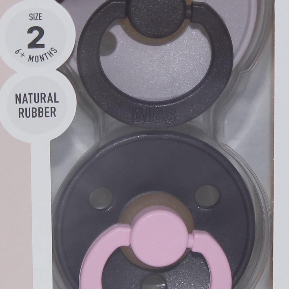 BIBS Colour Natural Rubber Pacifier Pack of 2 – Fusion Latex Size 2 DuskyLilac/Plum Mix