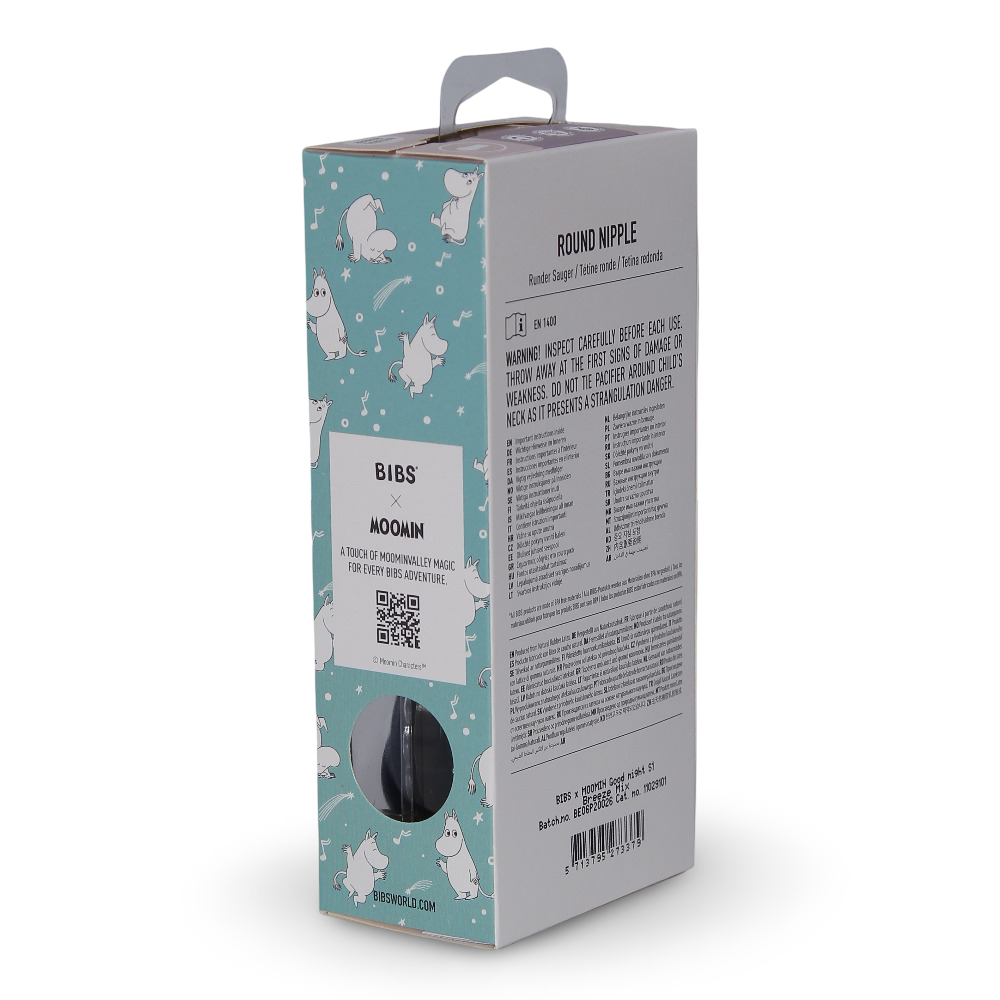 Bibs x Moomin Colour Natural Rubber Pacifier Pack of 2 – Good Night Latex Size 1 Breeze Mix