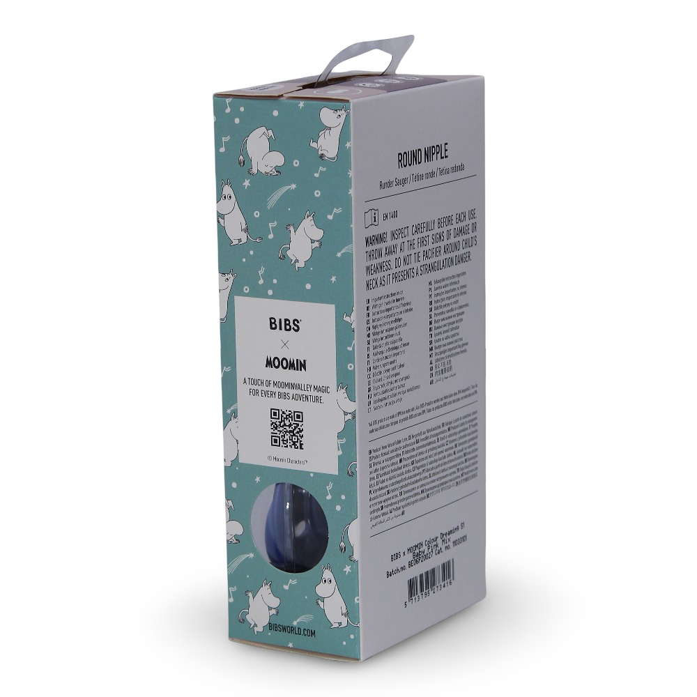 Bibs x Moomin Colour Natural Rubber Pacifier Pack of 2 – Dreaming Latex Size 1 Baby Pink Mix