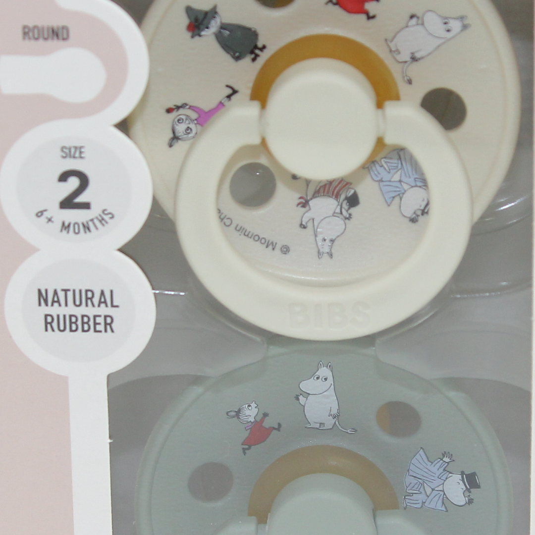 BIBS x Moomin Pacifier Colour 2 Pack – Friends Latex Size 2 Ivory Mix