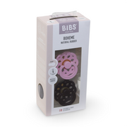 BIBS Pacifier Boheme 2 Pack Latex Size 1 – Baby Pink/Plum