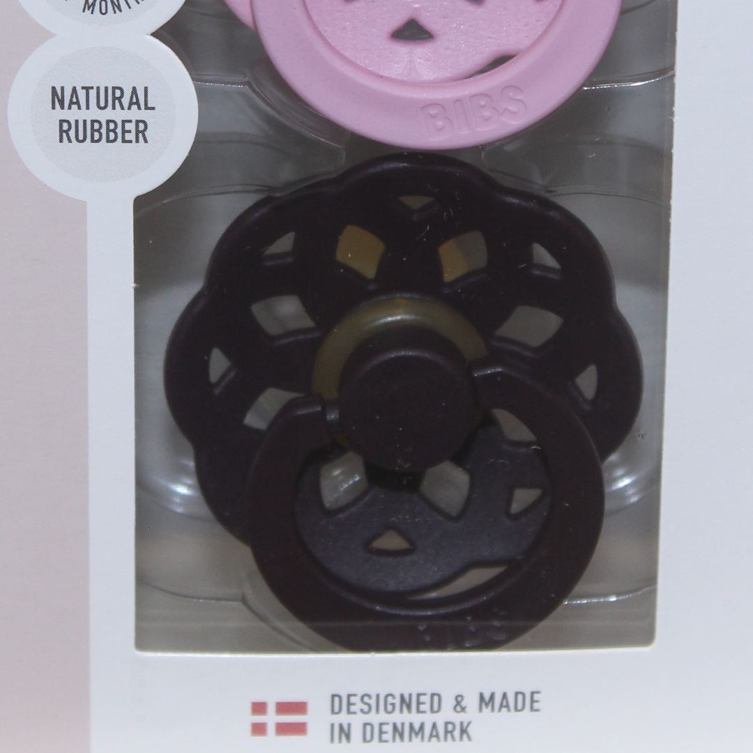 BIBS Pacifier Boheme 2 Pack Latex Size 1 – Baby Pink/Plum