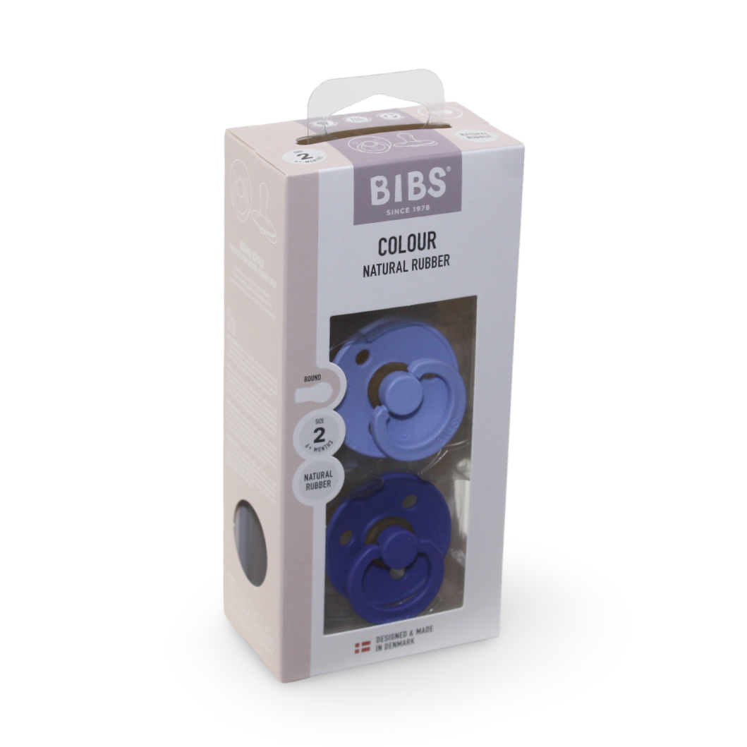 BIBS Pacifier Colour 2 Pack Latex Size 2 – Hush/Grape - Baby Essentials