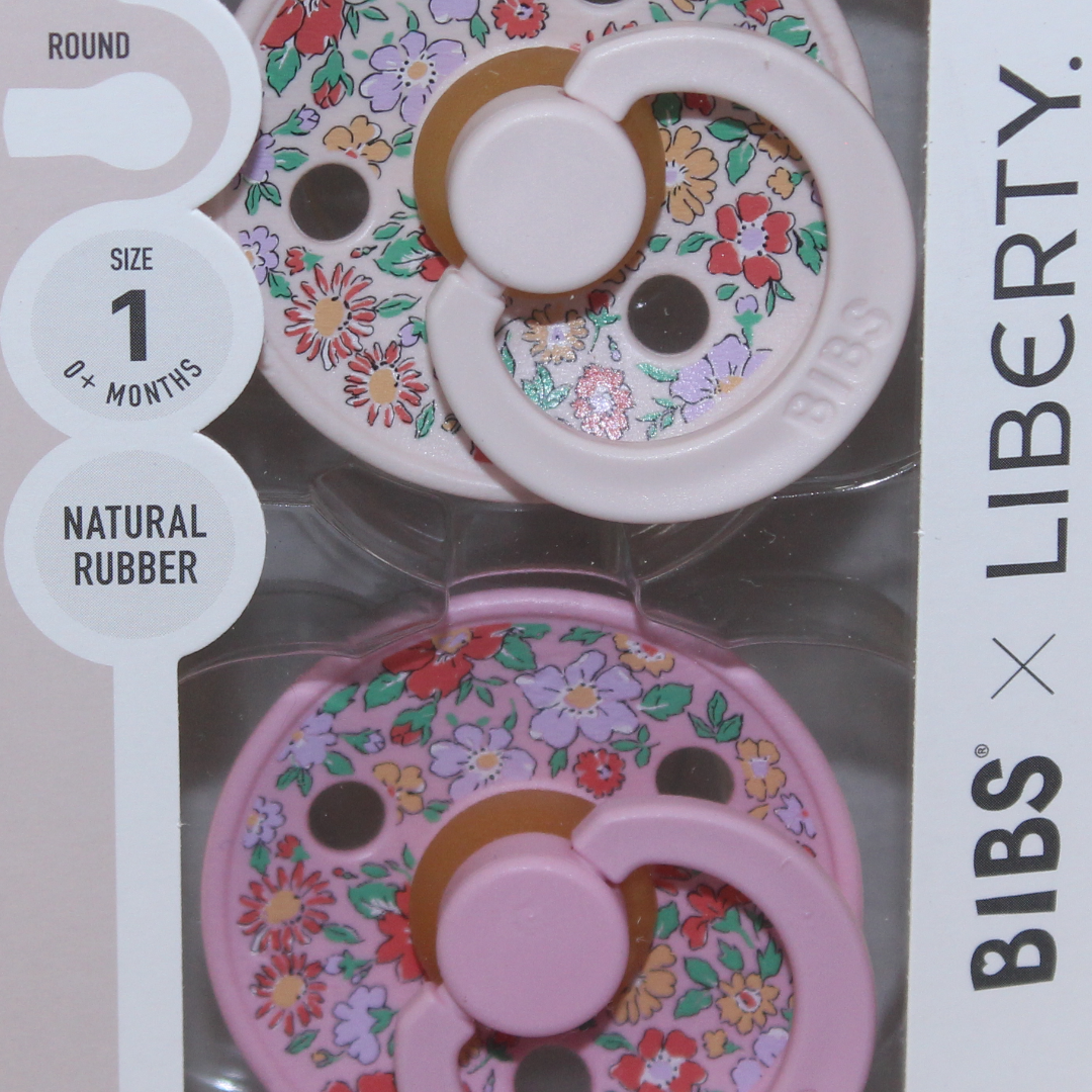 BIBS x Liberty Pacifier Colour 2 Pack Oscar Meadow Latex Size 1 – Petal Mix
