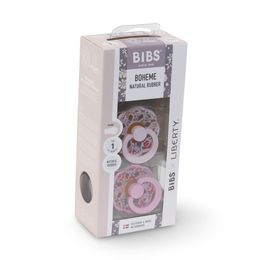 BIBS x Liberty Pacifier Boheme 2 PACK Oscar Meadow Latex Size 1 – Blossom Mix - Baby Essentials