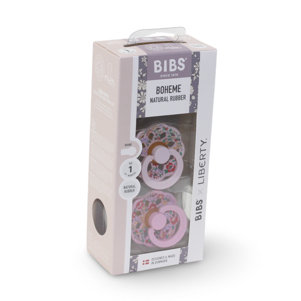 BIBS x Liberty Pacifier Boheme 2 PACK Oscar Meadow Latex Size 1 – Blossom Mix - Baby Essentials