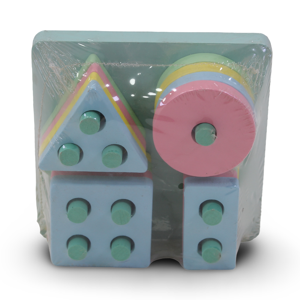 Wooden Geometric Shape Sorting and Stacking Toy (Square Sape)