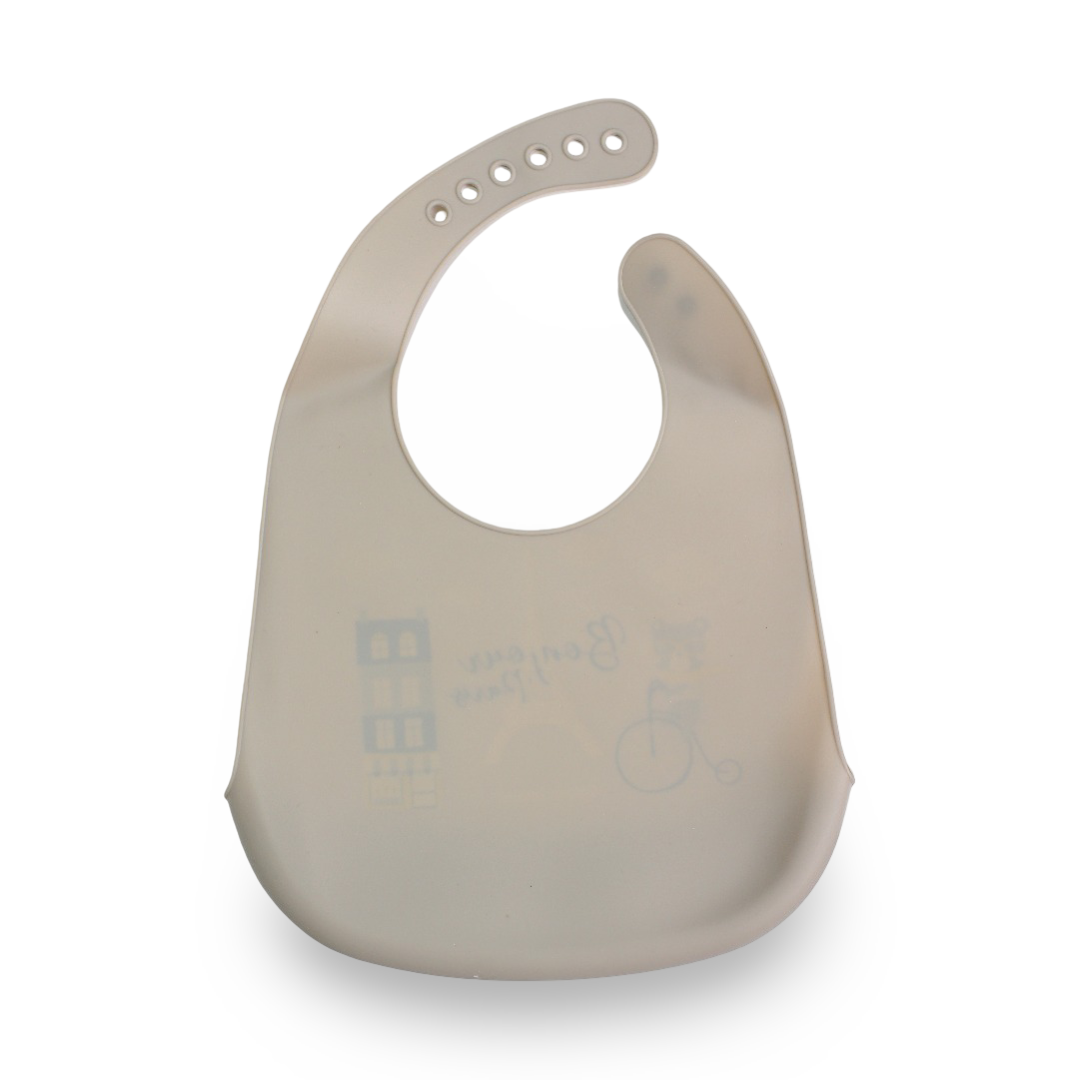Canpol Babies Silicone Bib with Pocket Bonjour Paris – Grey