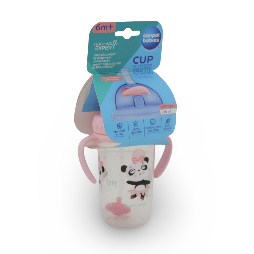 Canpol Babies Non-Spill Expert Sports Cup with Weighted Straw 270ml 6m+ – Pink