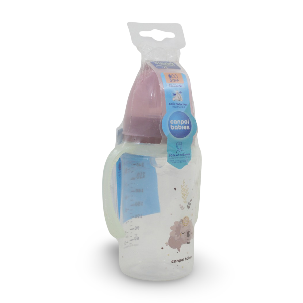Canpol Babies Easy Start Anti-Colic Bottle 240ml – Rose with Sleepy Koala Print - Baby Essentials