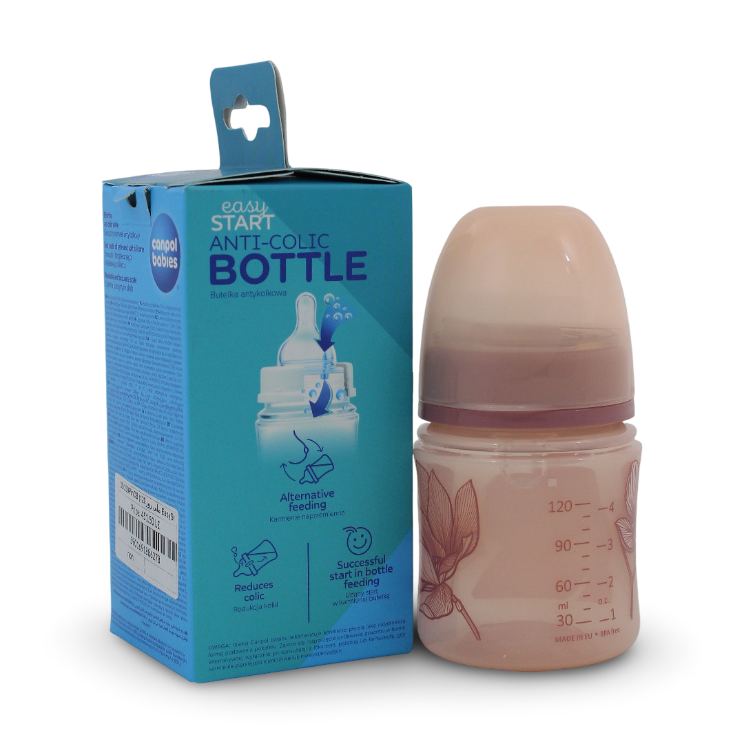 Canpol Babies Easy Start Anti-Colic Feeding Bottle 3m+ 120ml – Rose