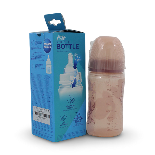 Canpol Babies EasyStart Wide-Neck Feeding Bottle Gold 240ml – 3m+ (Pink)
