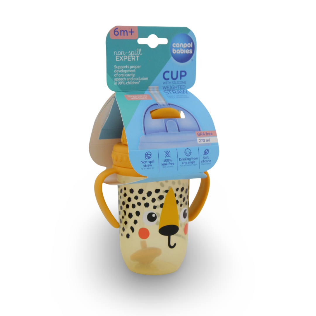 Canpol Babies Non-Spill Cup with Weighted Straw 270ml – Orange