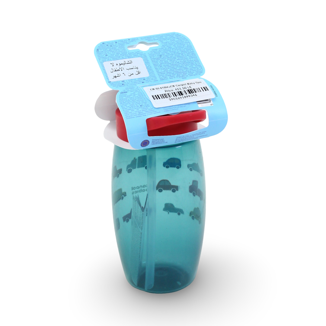 Canpol Babies Sports Cup with Foldable Straw 400ml – Blue Cars