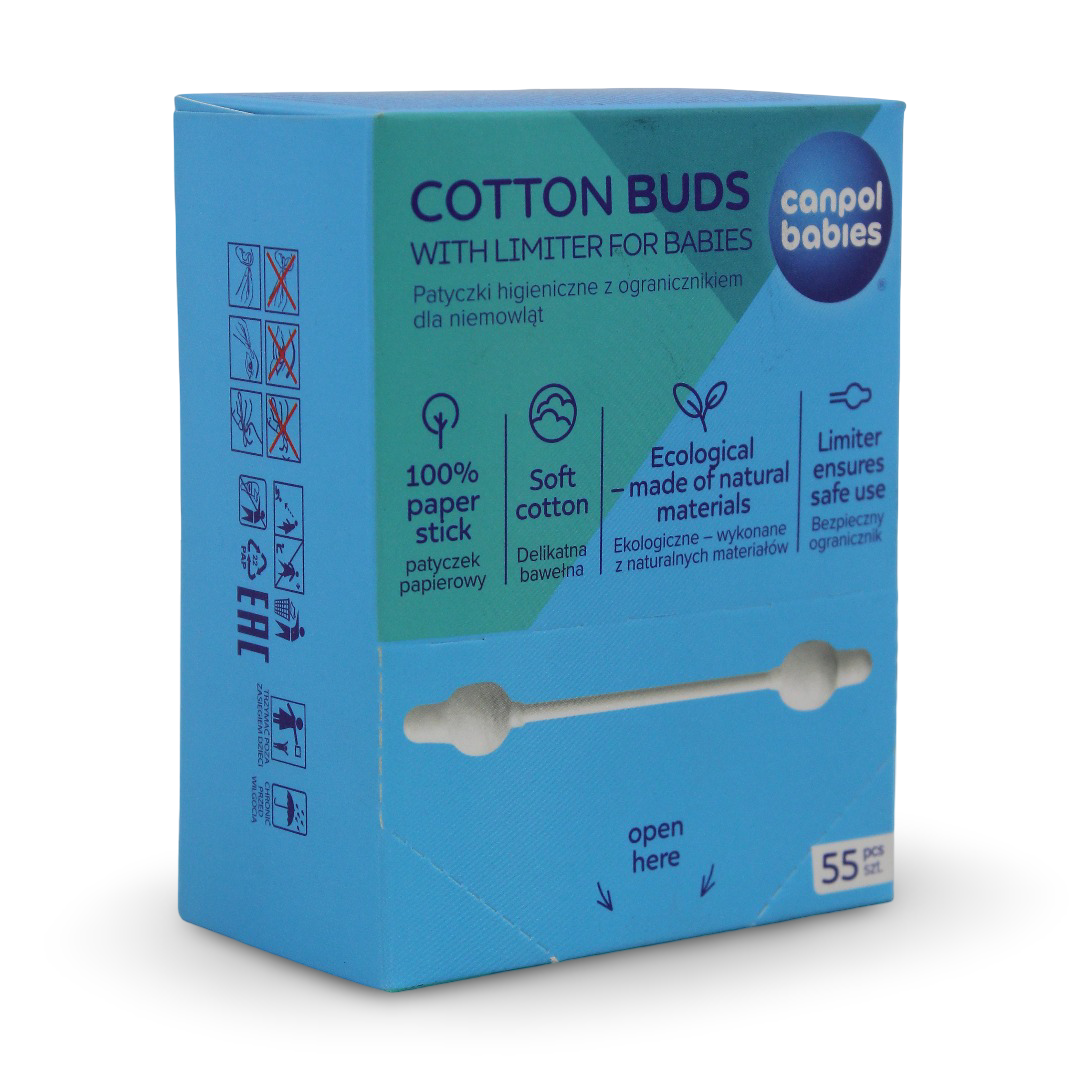 Canpol Babies Safe & Hygienic Cotton Paper Sticks for Babies – 55Pcs