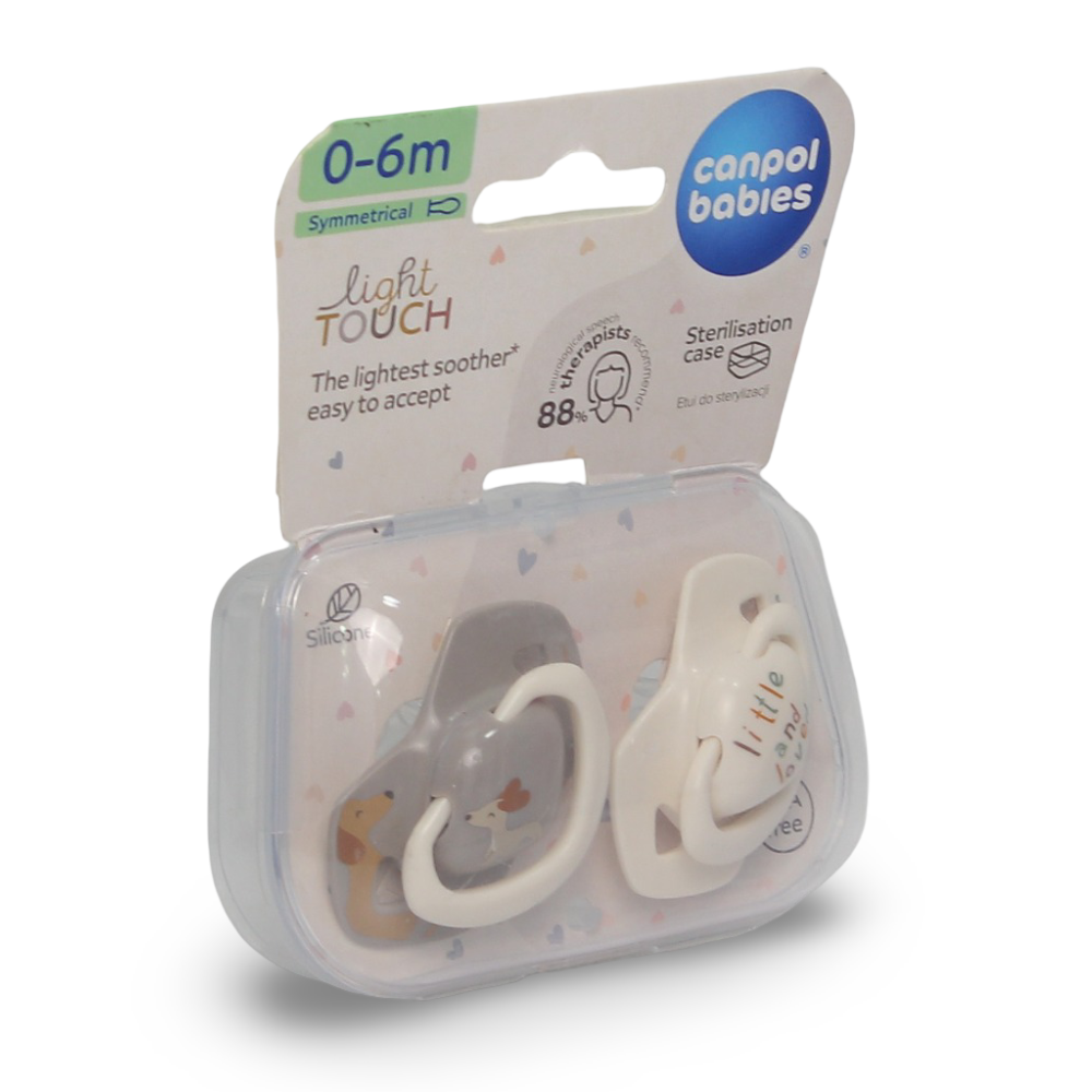 Canpol Babies Silicone Symmetrical Light Touch Pacifier - 2 Pcs (0-6m) - Baby Essentials