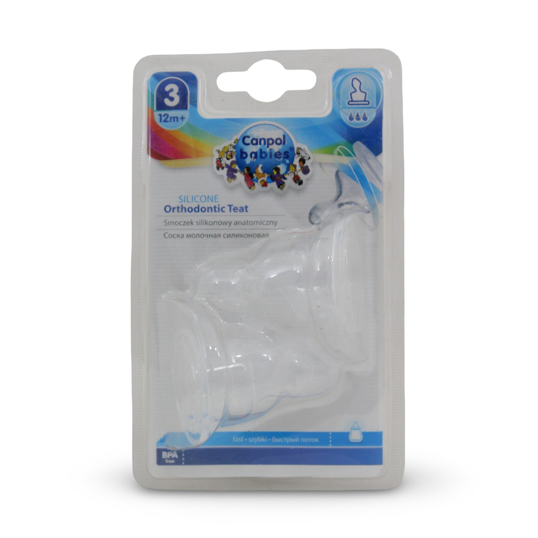 Canpol Babies Silicone Orthodontic Teat – Fast Flow (12m+) Angled 2 pcs - Baby Essentials