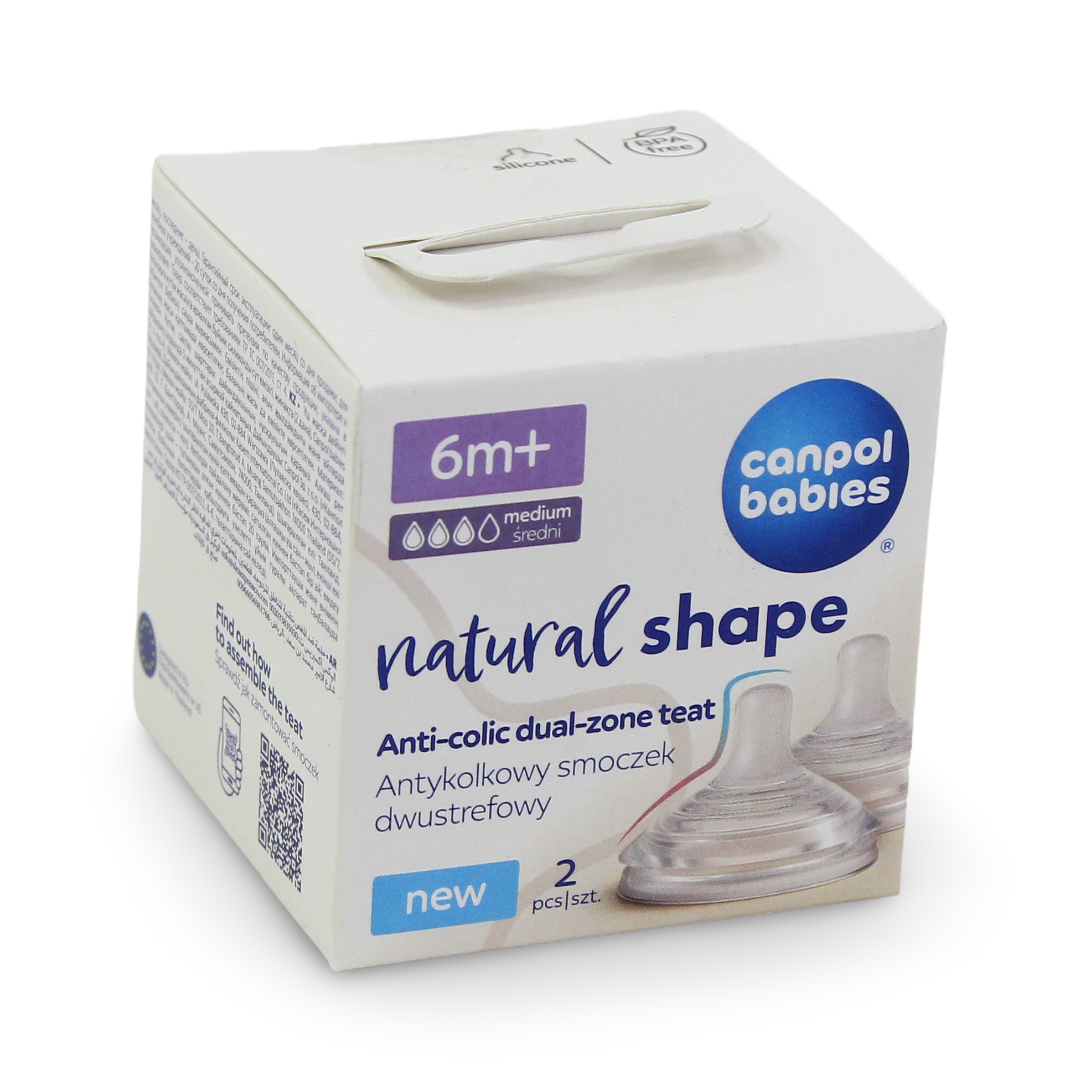 Canpol Babies Natural Shape Anti-Colic Dual-Zone Teats 6m+ (2 Pcs) - Baby Essentials