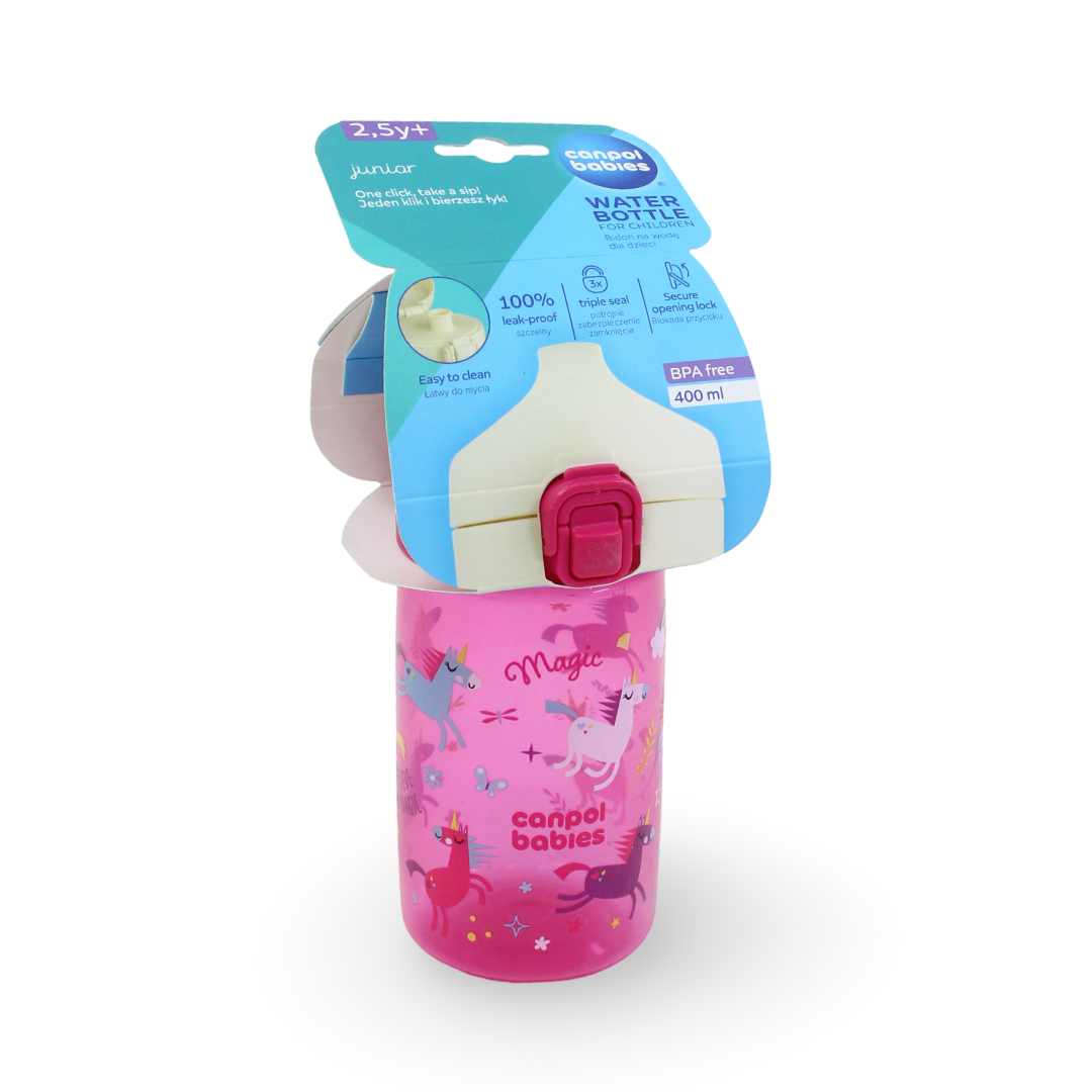 Canpol Babies Junior Water Bottle 400ml 2.5 Years+ – Pink - Baby Essentials
