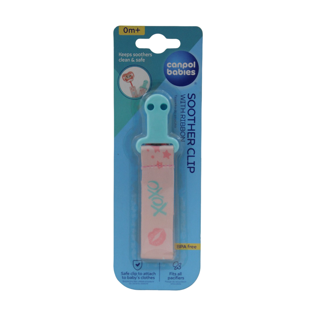 Canpol Babies Ribbon Soother Clip 0m+ – Pink
