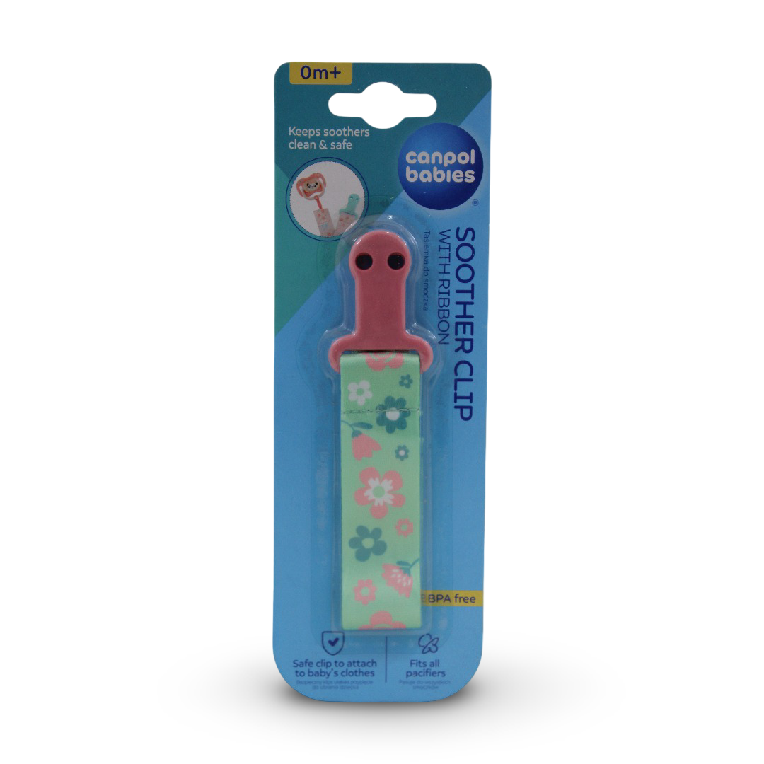 Canpol Babies Exotic Animal Soother Clip with Ribbon – Green