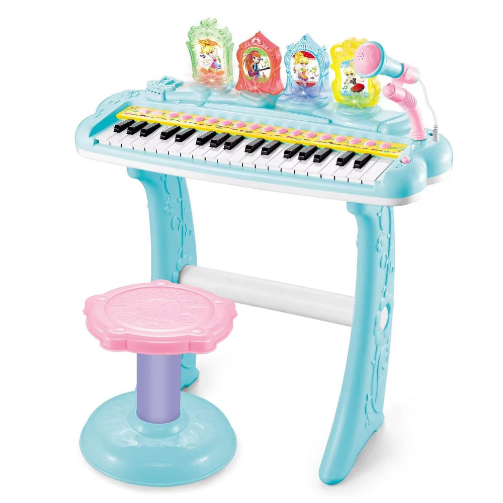 Multifunctional 37-Key Kids Electronic Piano Keyboard Set – Aqua