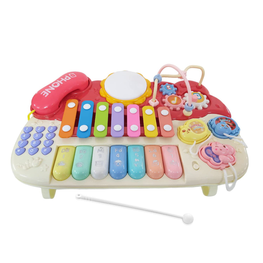 Piano & Xylophone 2 in 1 Baby Musical Toy – Beige & Red - Toys - Egypt