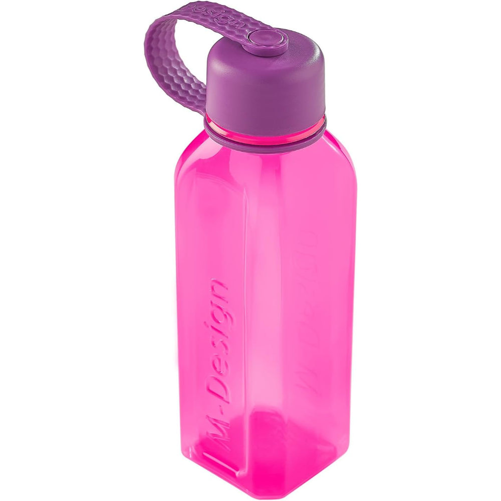 M-Design Square Bottle with Strap 650ml – Pink