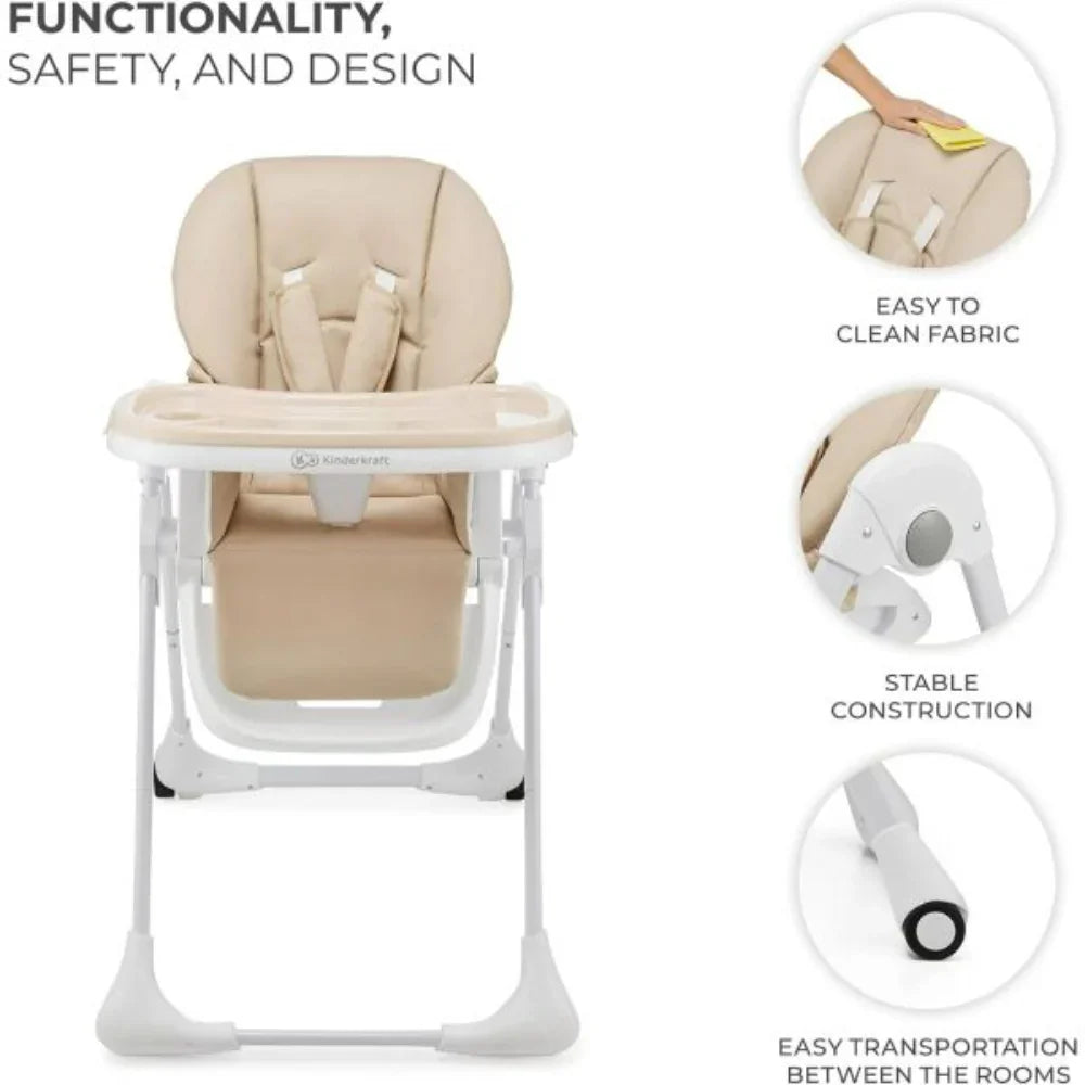 Kinderkraft Tummie 2in1 High Chair & Bouncer - Beige