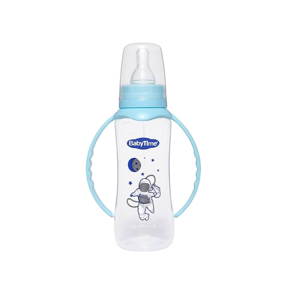 Baby Time Baby Wide Neck Bottle With Handles 250ml – Light Blue